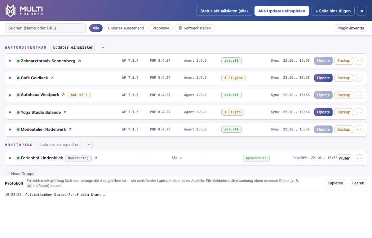 Multi Manager im hellen Modus